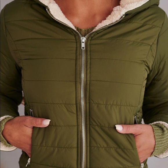 Faux fur Olive jacket - Picture 4 of 7